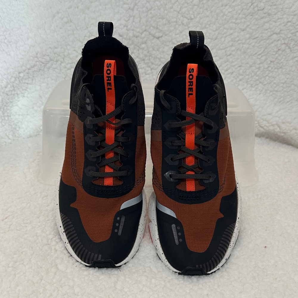 Sorel Black and Brown Athletic Shoes with Orange Detail